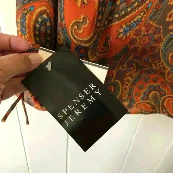 Spenser Jeremy Paisley Silk Top Blouse Size 14 - Picture 6 of 8